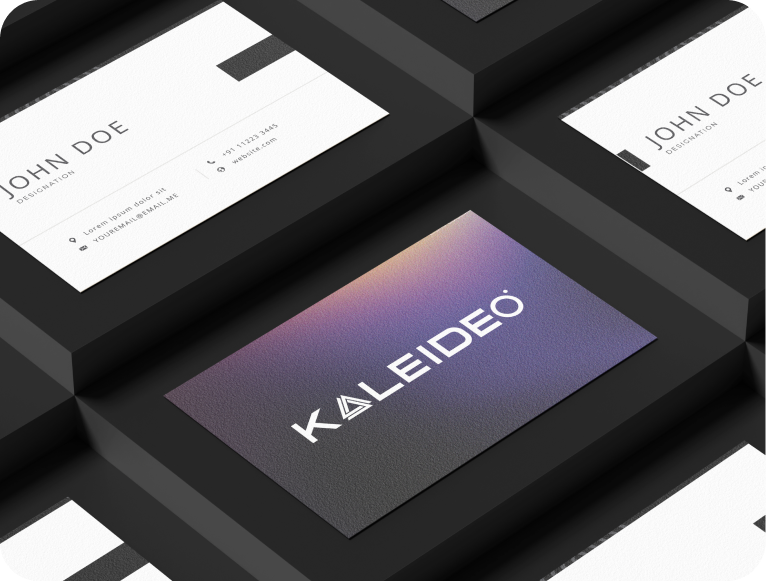KaleidEO identity and branding applied across surfaces